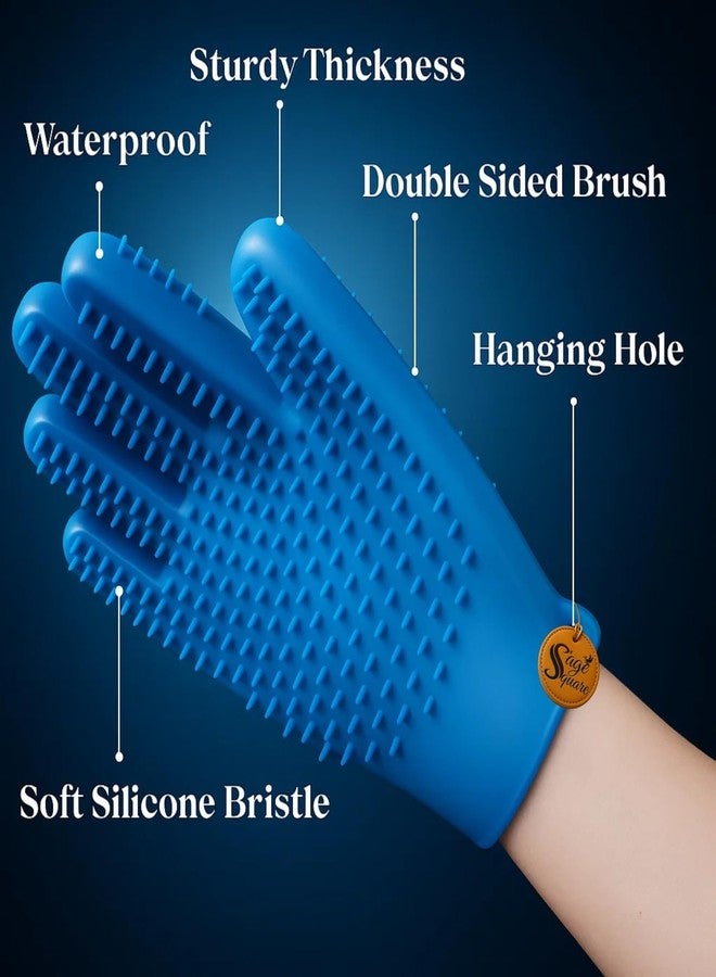 Sage Square Full Silicone 25cm Deshedding Glove for Dogs & Cats | Flexible Rubber Pet Grooming with Soft Bristles | Removes Loose Fur, Dirt | Washable Bathing Glove | Fits Both Hand | Color May Vary (Type 5) - Image 2